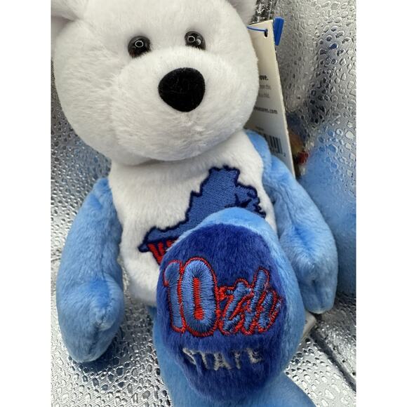 #10 Virginia State Beanie Bear By Limited Treasures New With Tags And Quarter - Picture 8 of 11